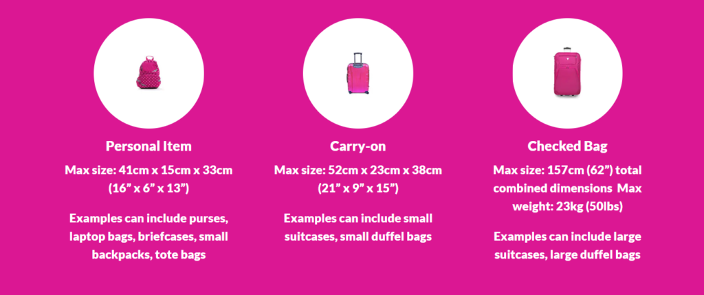 Swoop hotsell baggage size